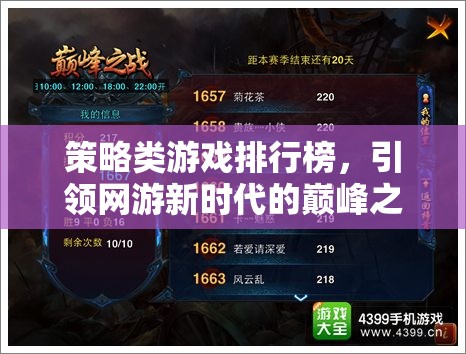 策略類游戲排行榜，引領(lǐng)網(wǎng)游新時(shí)代的巔峰之作