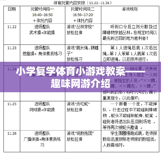 小學復學體育小游戲教案——趣味網(wǎng)游介紹