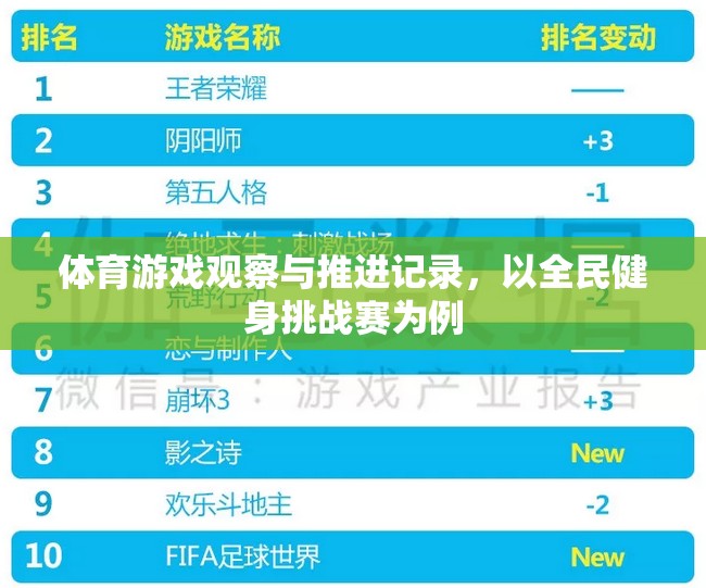 全民健身挑戰(zhàn)賽，體育游戲觀察與推進(jìn)記錄