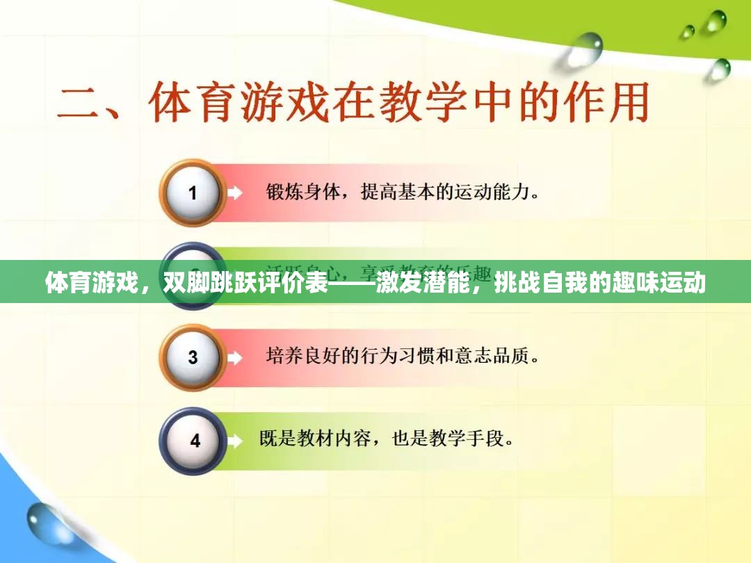 激發(fā)潛能，挑戰(zhàn)自我，體育游戲雙腳跳躍評(píng)價(jià)表