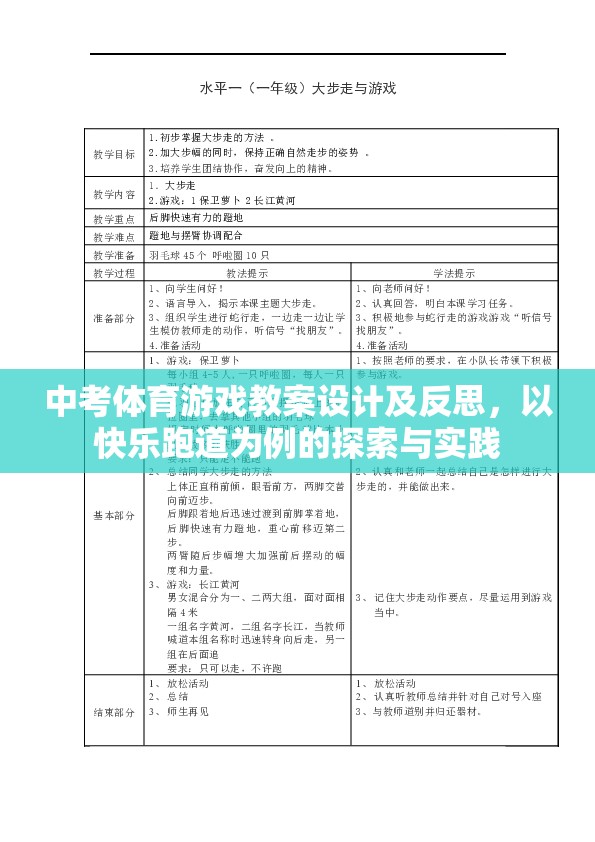 快樂跑道，中考體育游戲教案的探索與實踐與反思