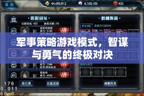 軍事策略游戲模式，智謀與勇氣的終極對(duì)決