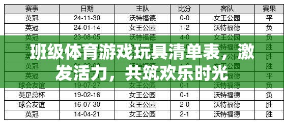 班級(jí)體育游戲玩具清單，激發(fā)活力，共筑歡樂(lè)時(shí)光