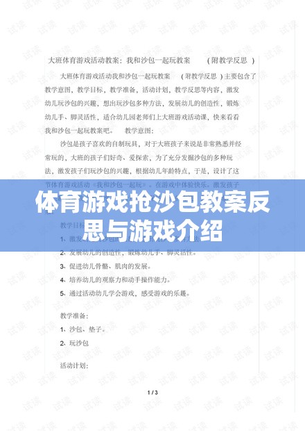 搶沙包，體育游戲的教學(xué)反思與游戲介紹