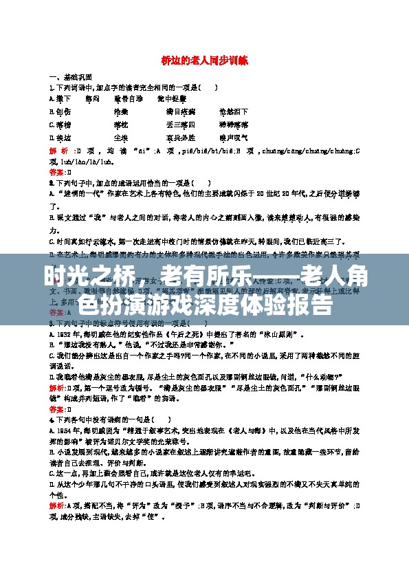 時光之橋，老有所樂的深度角色扮演游戲體驗