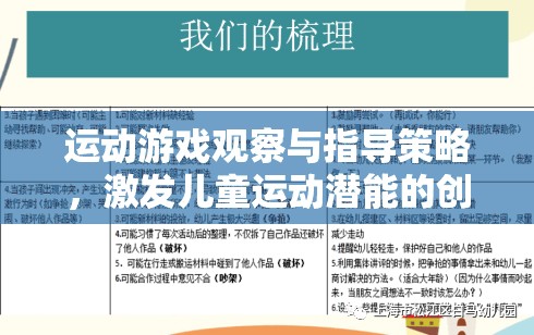 激發(fā)兒童運動潛能的創(chuàng)意路徑，運動游戲觀察與指導(dǎo)策略