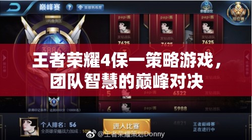 王者榮耀4保一策略，團隊智慧的巔峰對決