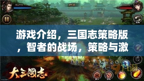 智者的戰(zhàn)場(chǎng)，三國志策略版——策略與激情的完美碰撞
