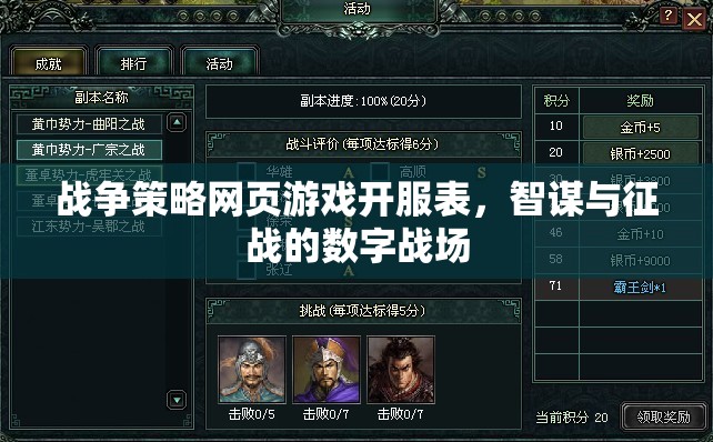 智謀與征戰(zhàn)，戰(zhàn)爭策略網(wǎng)頁游戲開服表揭曉