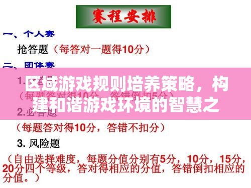 區(qū)域游戲規(guī)則培養(yǎng)策略，構(gòu)建和諧游戲環(huán)境的智慧之鑰  第3張