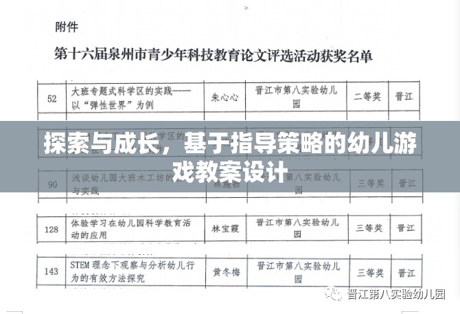基于指導(dǎo)策略的幼兒游戲教案設(shè)計，探索與成長