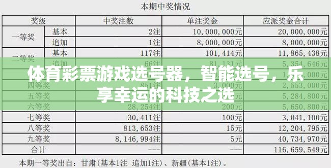 智能選號，樂享幸運，體育彩票游戲選號器的科技之選