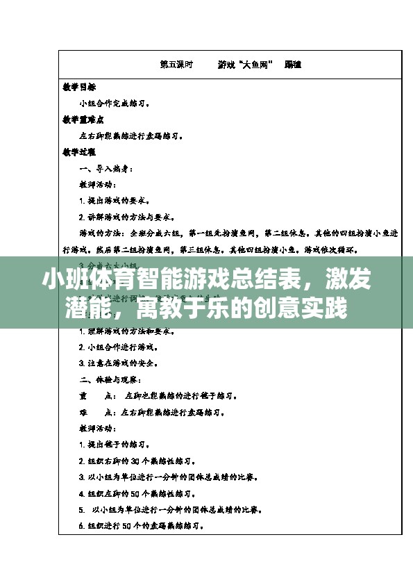 小班體育智能游戲，激發(fā)潛能的寓教于樂創(chuàng)意實(shí)踐總結(jié)