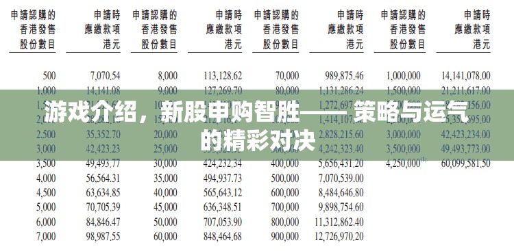 新股申購智勝，策略與運氣的精彩對決