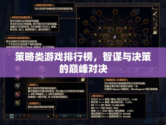 智謀與決策的巔峰對(duì)決，策略類游戲排行榜