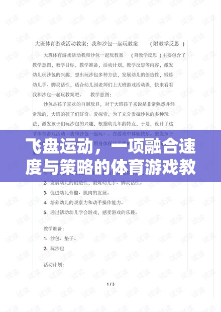 飛盤運動，速度與策略并重的體育游戲教案及教學(xué)反思