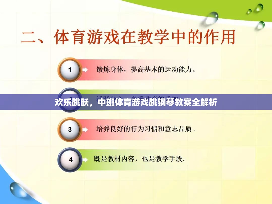 歡樂跳躍，中班體育游戲跳鋼琴教案的全面解析與實施指南