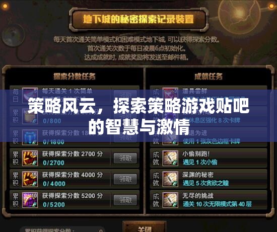 策略風(fēng)云，探索策略游戲貼吧的智慧與激情
