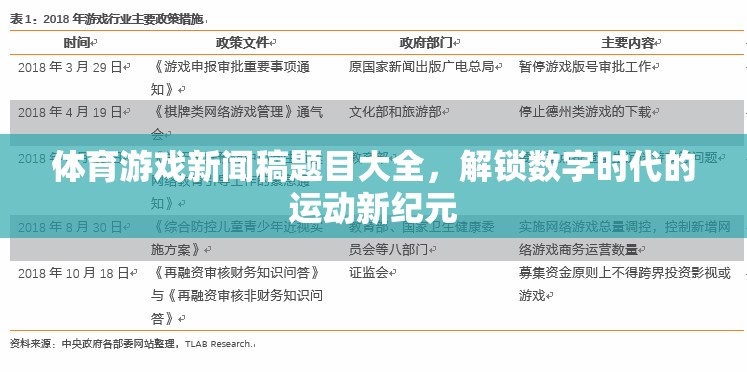 解鎖數(shù)字時(shí)代的運(yùn)動(dòng)新紀(jì)元，體育游戲新聞稿精選題目大全