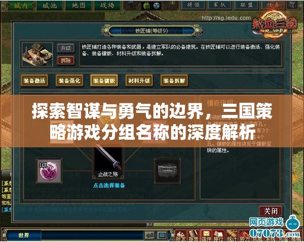 智勇邊界，三國策略游戲分組名稱的深度解析