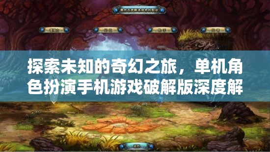探索未知，單機(jī)角色扮演手機(jī)游戲破解版深度解析