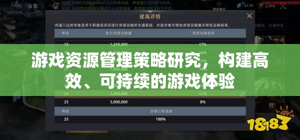 游戲資源管理策略，構(gòu)建高效、可持續(xù)的游戲體驗(yàn)