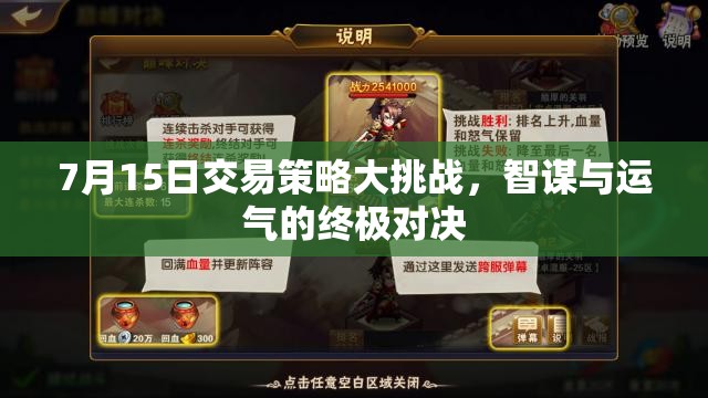 智勇雙全，7月15日交易策略大挑戰(zhàn)的終極對決