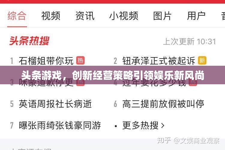 創(chuàng)新經(jīng)營策略引領(lǐng)娛樂新風(fēng)尚，頭條游戲的崛起
