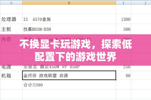 低配置也能暢游游戲世界，探索不換顯卡的玩法