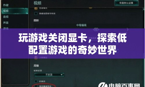 低配置也能暢游游戲世界，關(guān)閉顯卡，探索奇妙游戲體驗(yàn)
