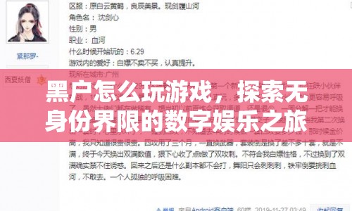 無身份界限的數(shù)字娛樂，黑戶如何玩轉(zhuǎn)游戲？  第1張