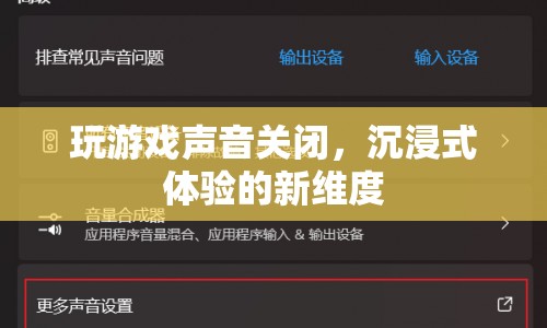 沉浸式體驗新維度，玩游戲聲音關閉