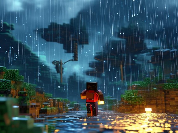 我的世界，雨水中的探索與生存之旅