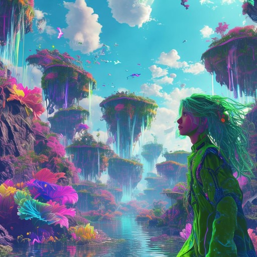 綠色頭發(fā)虛擬游戲，探索未知世界的奇幻之旅