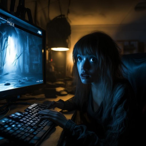虛擬女主播的深夜恐怖游戲直播，驚悚與刺激的雙重體驗